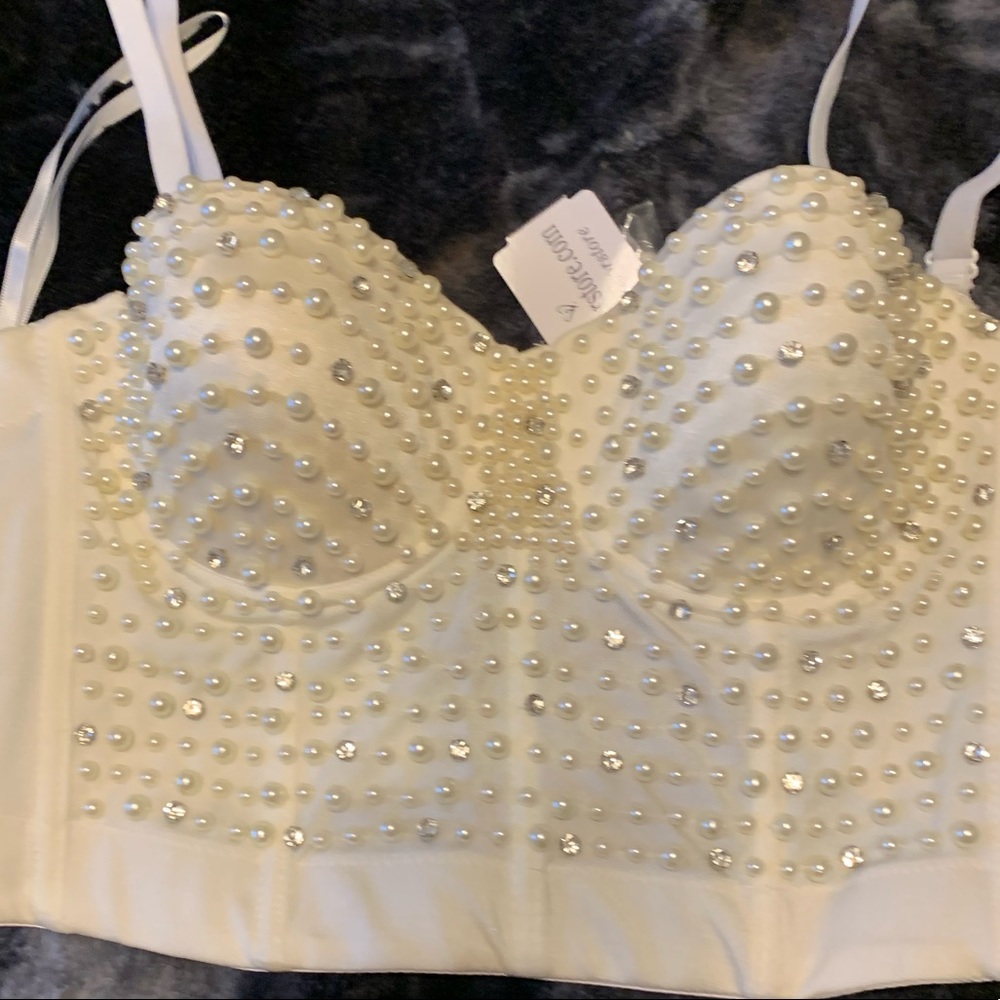 Windsor pearl and diamond studded longline bustier